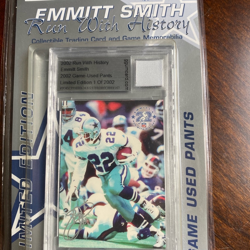 Dallas Cowboys Emmitt Smith Card with Game Used Pants piece